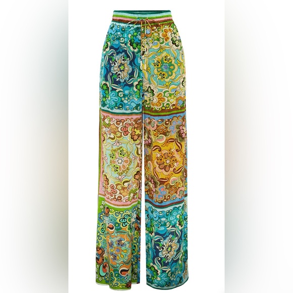 NWT Alémais “Dreamer” Wide Leg Silk Pants in “Multi” print - 10 (US)/14 (UK) - Picture 1 of 12